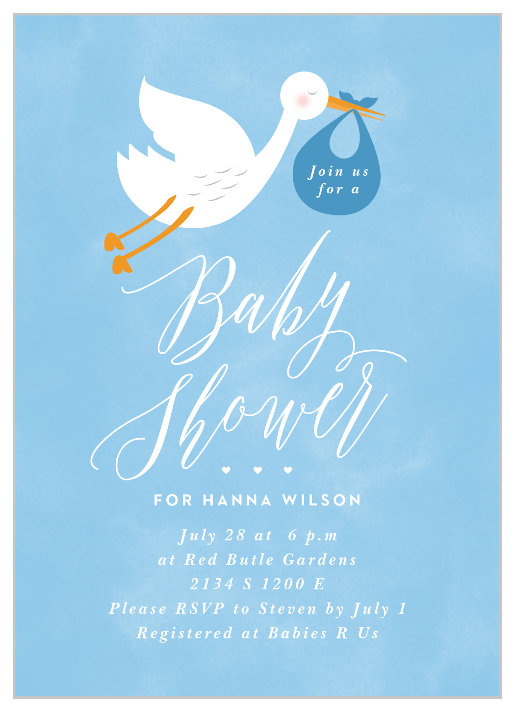 Playful Stork Baby Shower Invitations