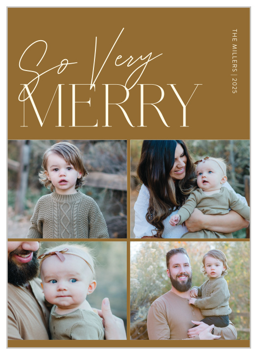Showcase your favorite family photos with our Merry Multiphoto Holiday Cards.