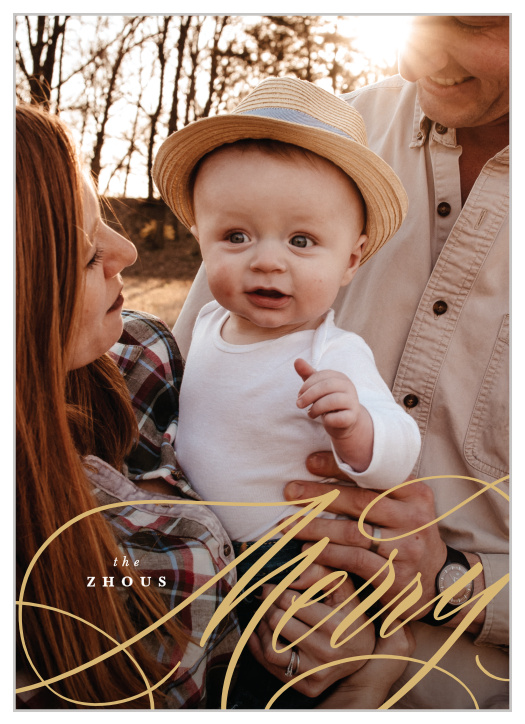 Keep it simple yet elegant this season when you send out our Merry Calligraphy Holiday Cards.