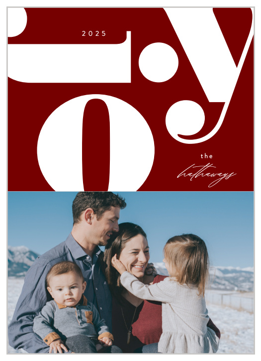 Send holiday greetings to family and friends with our Tossed Joy Holiday Cards.