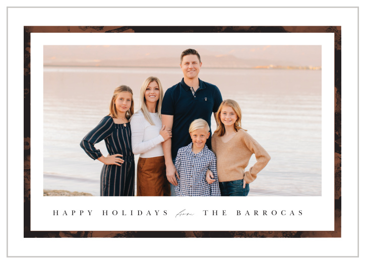 Send some seasonal cheer to family and friends this year with our Marbled Frame Holiday Cards.
