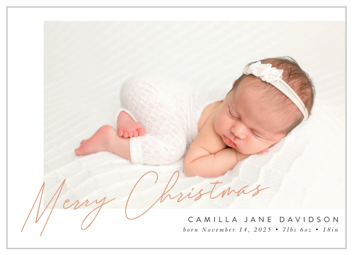 Share a photo of your newborn this holiday season with our Signature Christmas Christmas Cards.