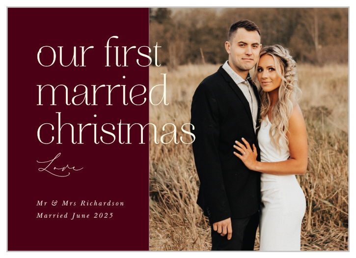 Spread festive cheer to family and friends as newlyweds this year with our New Marriage Christmas Cards.