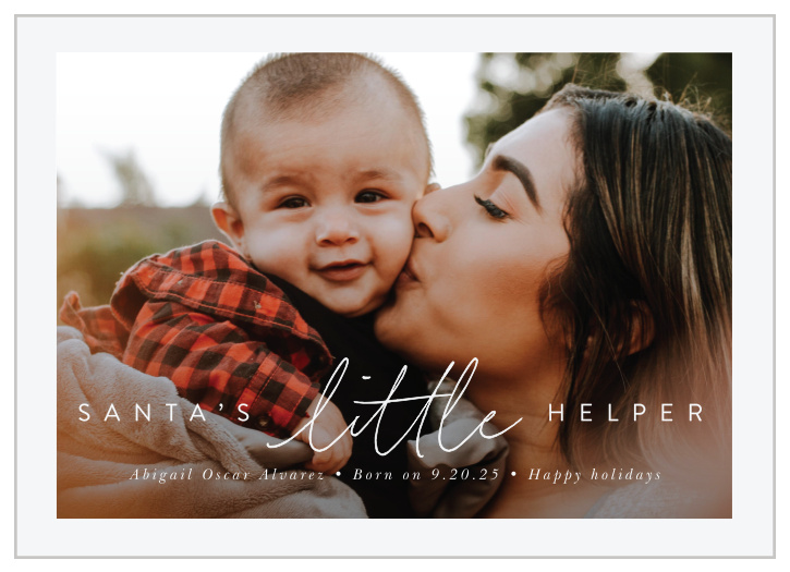 The Santa's Helper Holiday Cards are the perfect way to celebrate your newborn with friends and family!