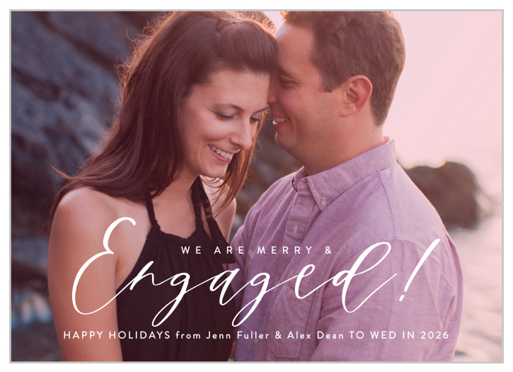 Share the news of your engagement this festive season with our Color Gradient Holiday Cards.
