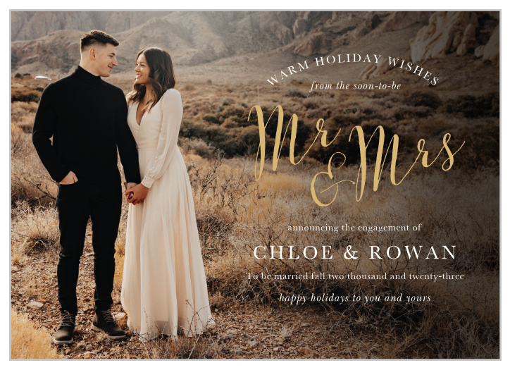 Our Future Couple Holiday Cards share the news of your engagement with family and friends this festive season.