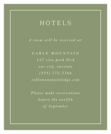 Our Mod Monogram Accommodation Cards inform family and friends where you have reserved a booked block of rooms.