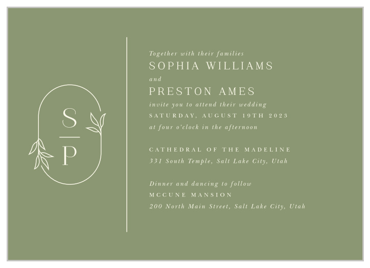 Madeline Classic Border Monogram Wedding Invitation