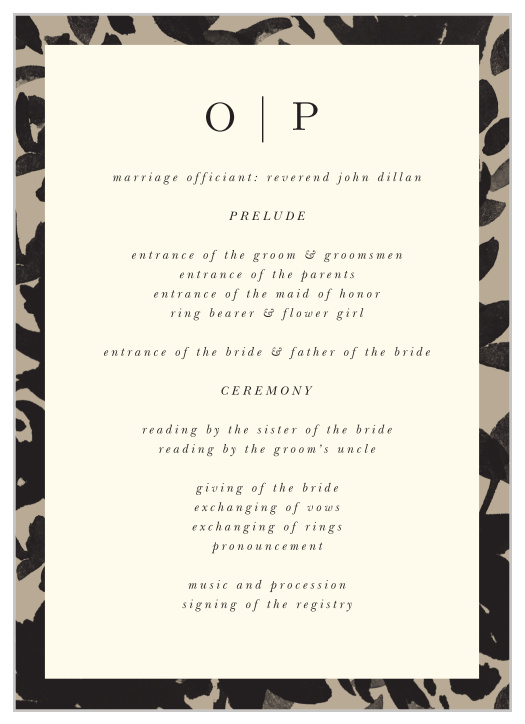 The Inked Florals Wedding Programs match the rest of the wedding suite perfectly.
