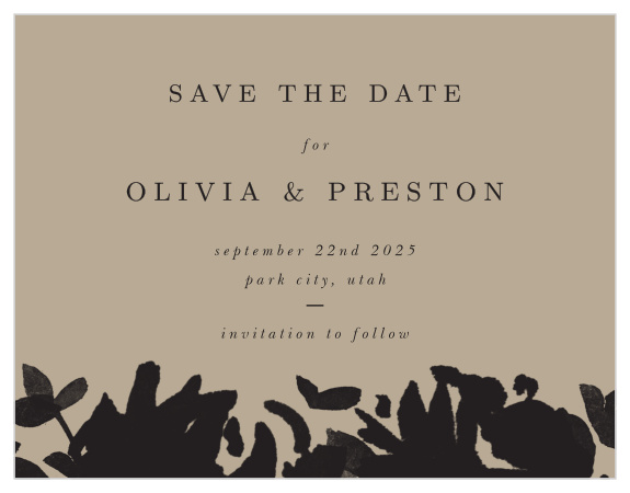 Inform friends and family of your wedding date with our Inked Florals Save the Date Cards.