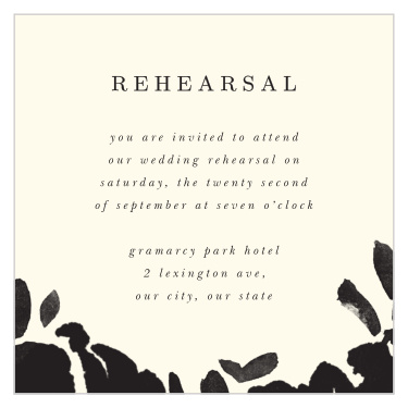 Invite special guests to your rehearsal event with our Inked Florals Rehearsal Cards.