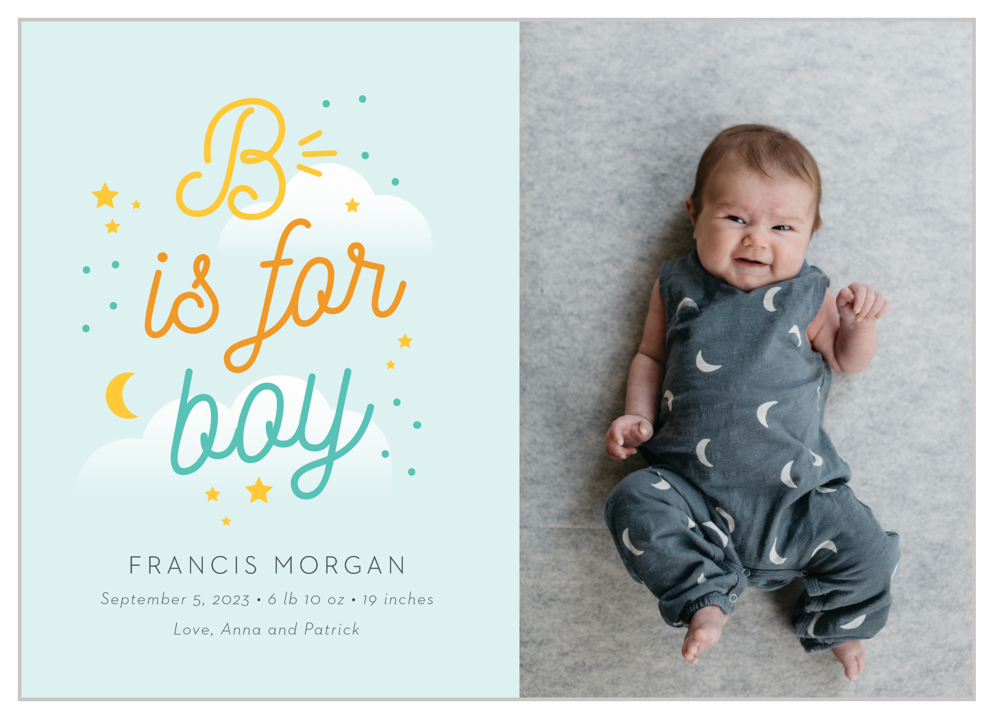 B is for Boy Birth Announcements
