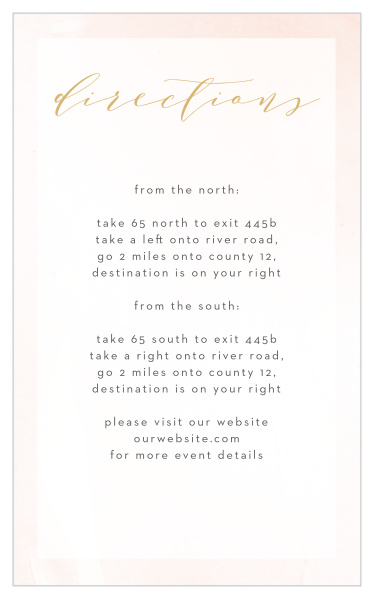 Our Modern Wash Direction Cards help guide family and friends to your wedding venue. 