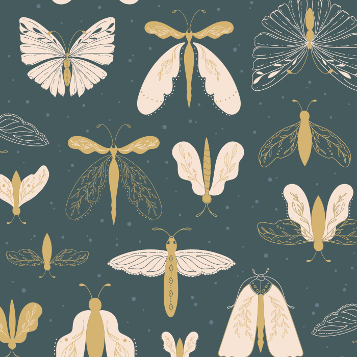 Butterfly Wallpaper Botanical Pattern Nature Wall Décor 