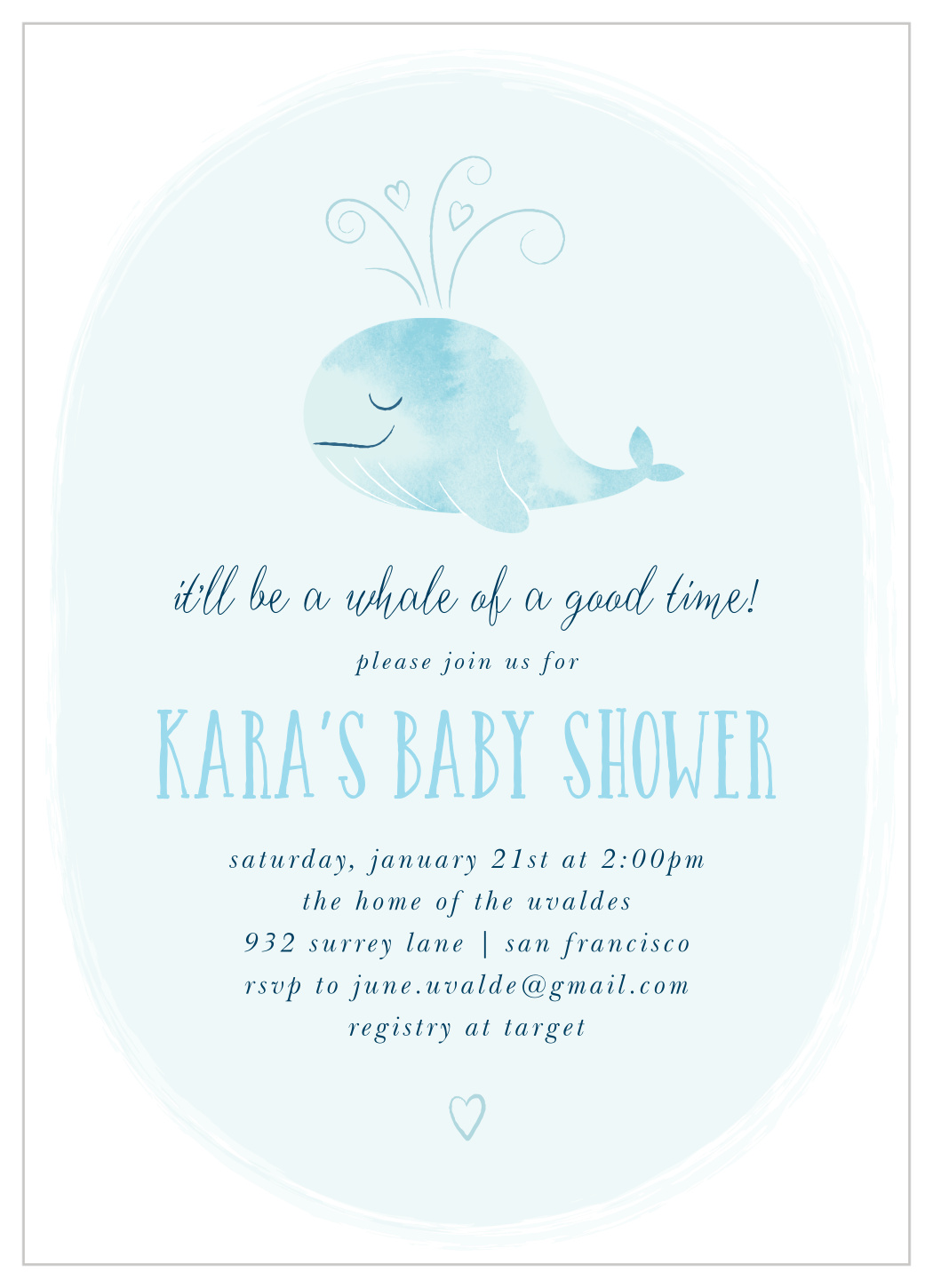 Whale Shower Baby Shower Invitations