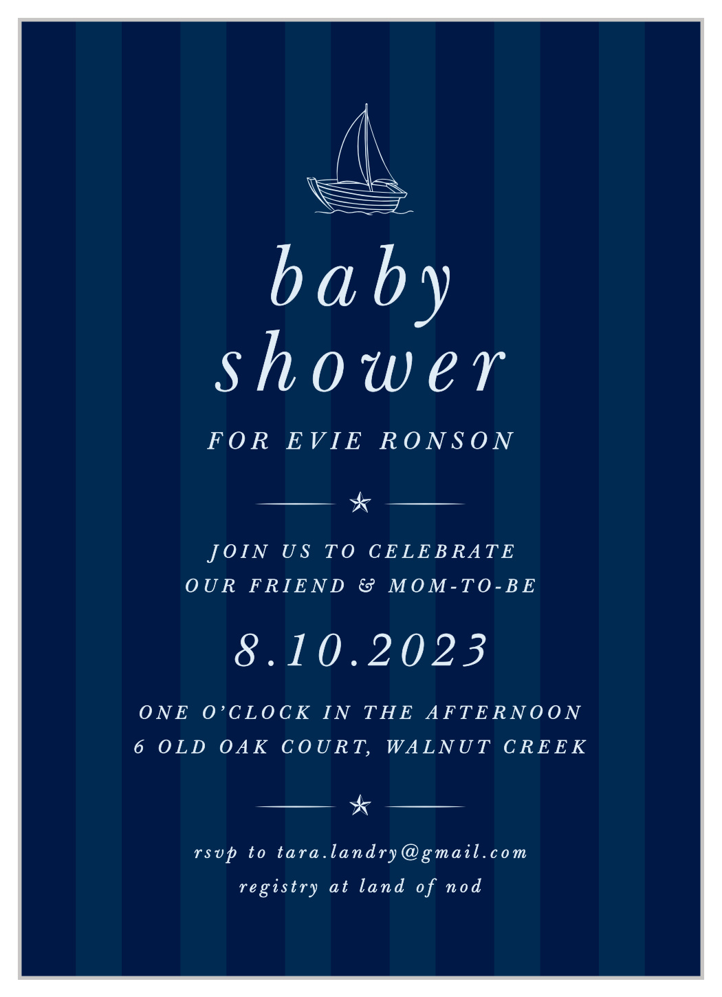 Penned Sailboat Baby Shower Invitations