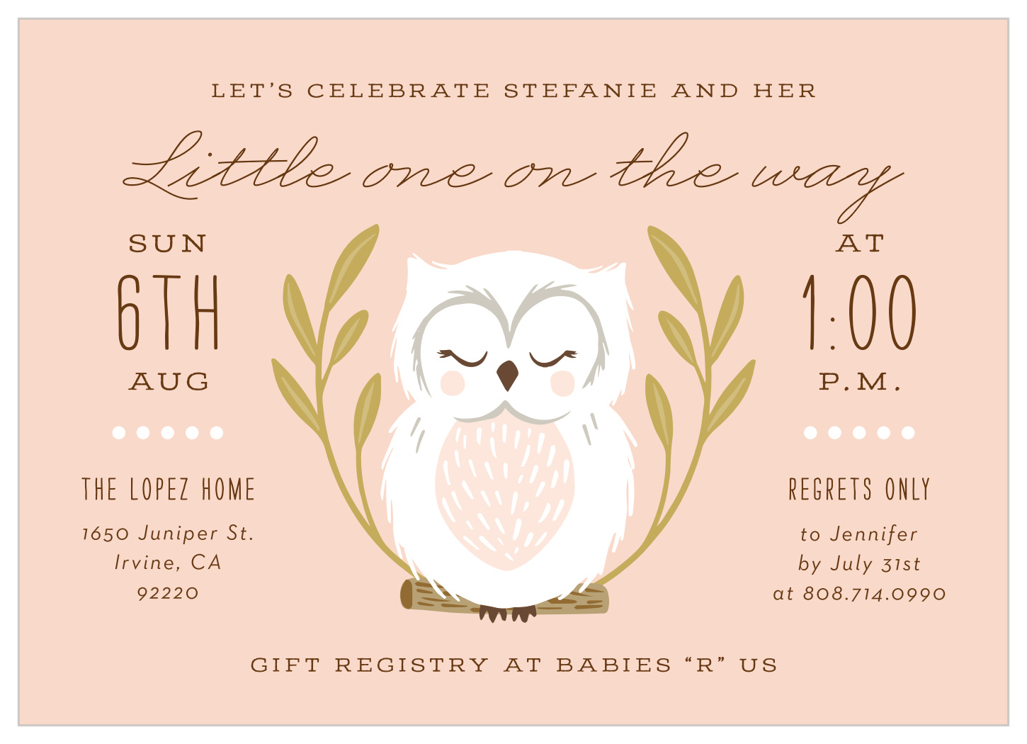 Native Owl Baby Shower Invitations