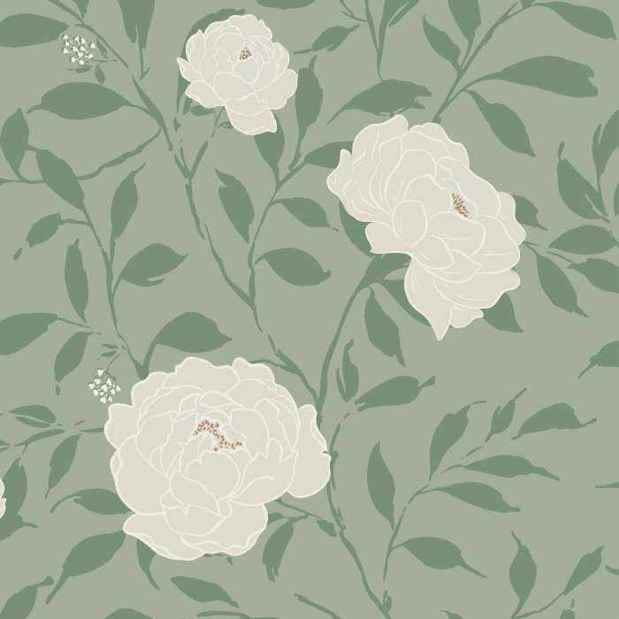 Peony Flower Mural Wall Art Wallpaper  Peel and Stick  Simple Shapes