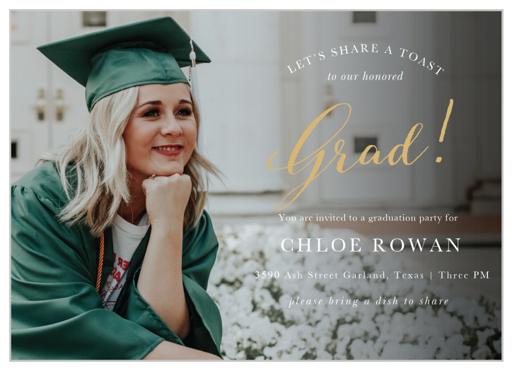 Our Share A Toast Graduation Invitations are the perfect way to invite friends and family to celebrate with you! 