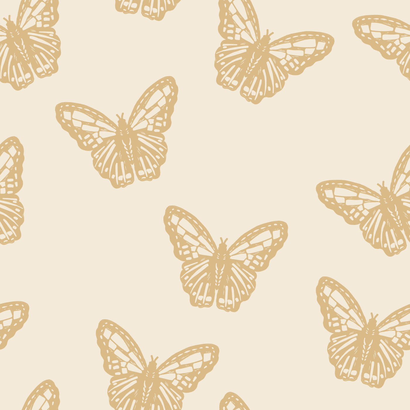 Gold Butterflies Fabric, Wallpaper and Home Decor