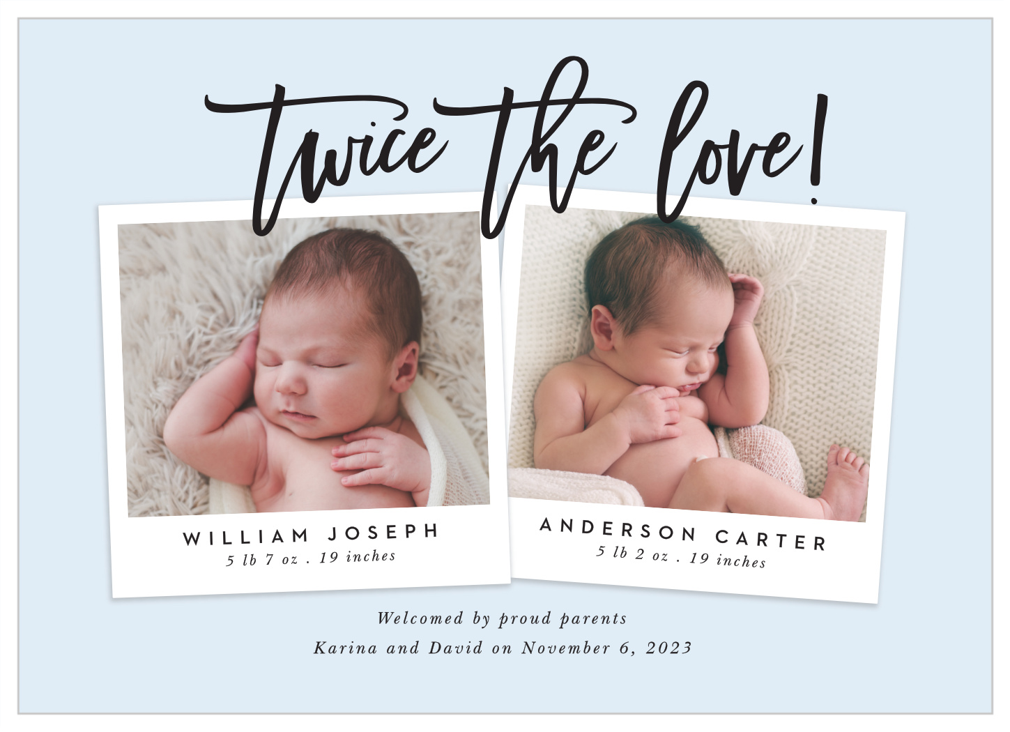 Twin Photos Birth Announcements