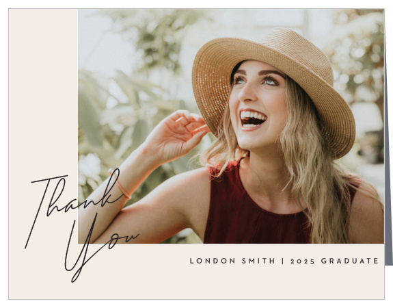 Share your gratitude with family and friends when you send out our Corner Signature Graduation Thank You Cards.