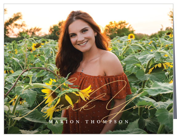 Share your gratitude for the support of family members when you send out our Signature Script Graduation Thank You Cards.