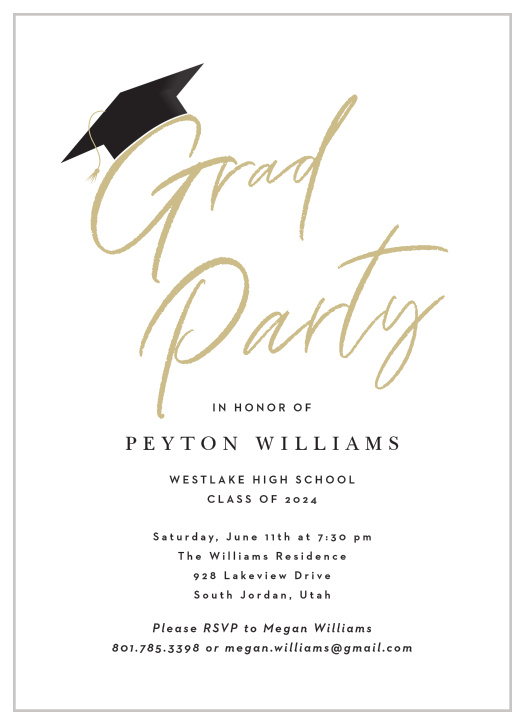 Gather your closest family and friends together to celebrate your academic achievement when you send out our Signed Student Graduation Invitations.