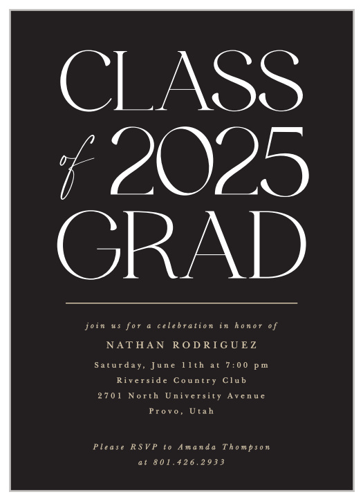 Bring family and friends together to celebrate your academic achievement with our Stepped Spacing Graduation Invitations.