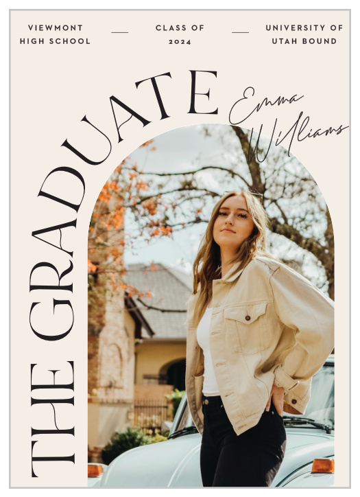 Inform family and friends of your academic achievement with our Arch Frame Graduation Announcements.