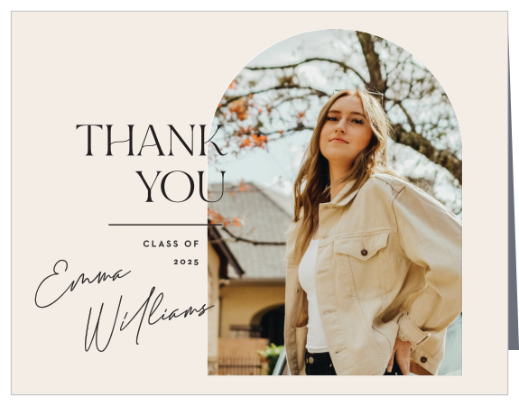 Let family and friends know how much you appreciate them with our Arch Frame Graduation Thank You Cards.