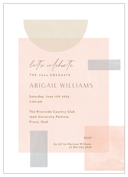 Bring family and friends together to celebrate your academic achievement when you send out our Shape Overlay Graduation Invitations.