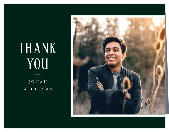 Share gratitude with family and friends for their support with our Classic Overlay Graduation Thank You Cards.