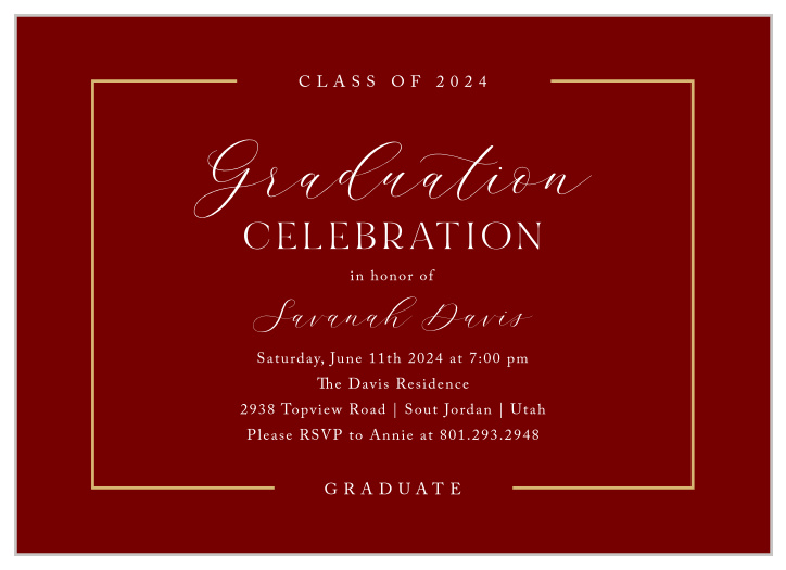 Announce your celebration with our Frontline Frame Graduation Invitations.