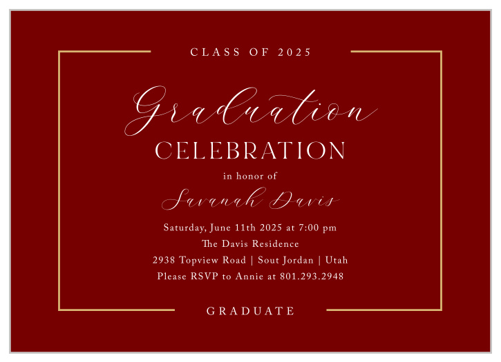 Announce your celebration with our Frontline Frame Graduation Invitations.