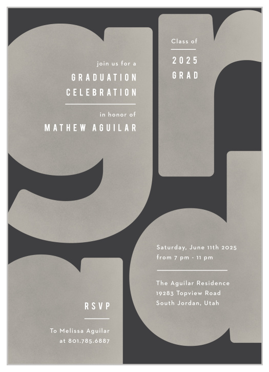 Announce your celebration with our Graphic Polaroid Graduation Invitations.