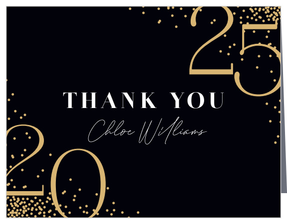 Our Party Confetti Graduation Thank You Cards share your gratitude with family and friends for their support.