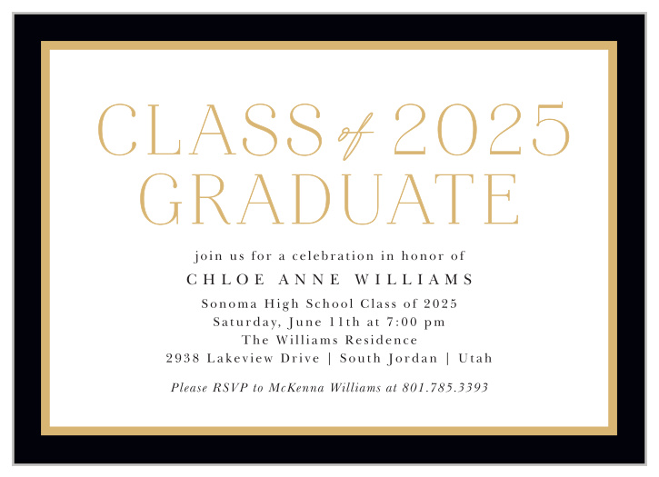 Bring family and friends together to celebrate your academic achievement with our Classic Stack Graduation Invitations.