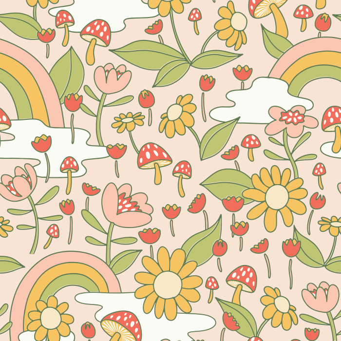 Instantly add character to any wall in your home with our Groovy Mushrooms Peel And Stick Removable Wallpaper.