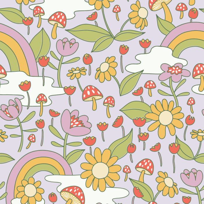 Instantly add character to any wall in your home with our Groovy Mushrooms Peel And Stick Removable Wallpaper.