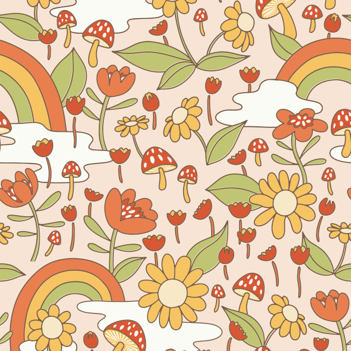Instantly add character to any wall in your home with our Groovy Mushrooms Peel And Stick Removable Wallpaper.