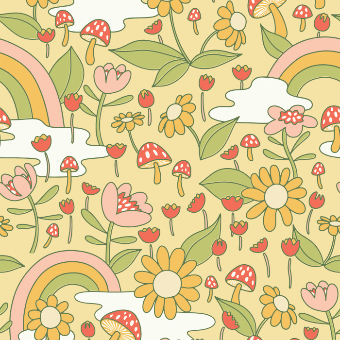 Instantly add character to any wall in your home with our Groovy Mushrooms Peel And Stick Removable Wallpaper.