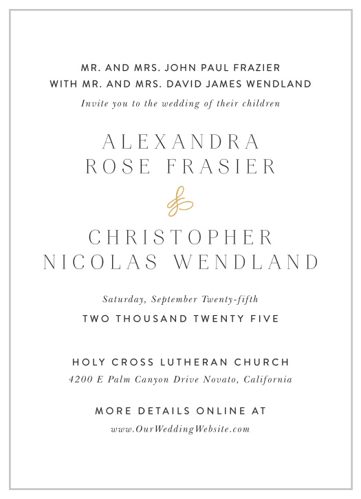 Gather family and friends together to celebrate your big day when you send out our Simply Classy Wedding Invitations.
