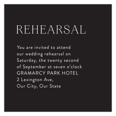 Our Simply Classy Rehearsal Cards gather family and friends together to practice before your wedding.