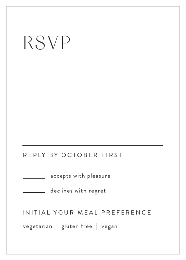 Gather a headcount of every friend and family member that plans to attend your wedding with our Simply Classy Response Cards.