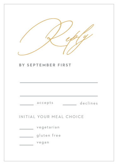 Get a headcount of every friend and family member that plans to attend your wedding with our Down the Line Response Cards.