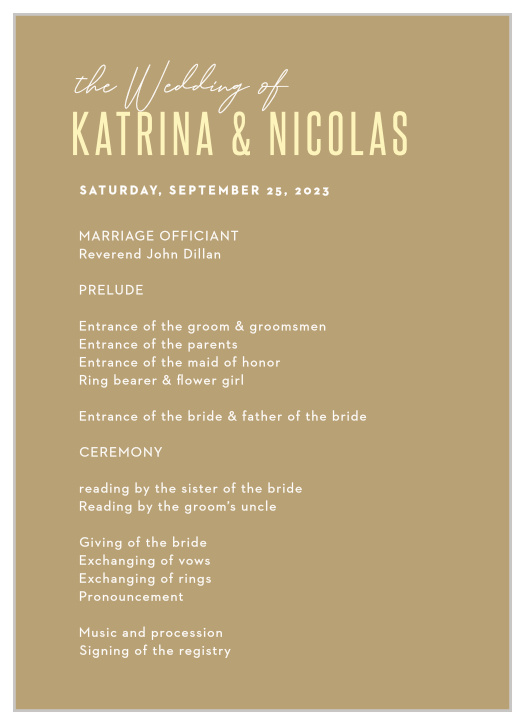 Walk loved ones through each step of your ceremony with our Minimal Stack Wedding Programs.