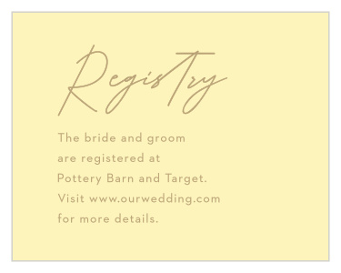 Let family and friends know where you have registered for wedding gifts with our Minimal Stack Registry Cards.