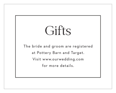 Our Love Space Registry Cards let your loved ones know where you would like your wedding gifts from.