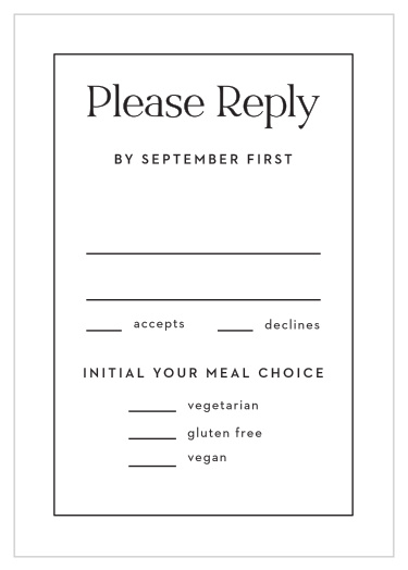 Gather a headcount of every friend and family member that plans to attend your wedding with our Love Space Response Cards.